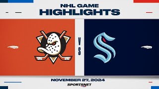 NHL Highlights | Ducks vs. Kraken - November 27, 2024