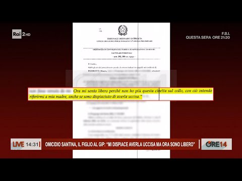 Omicidio Santina, il figlio : "Mi dispiace averla uccisa ma sono libero" - Ore 14 del 09/02/2024