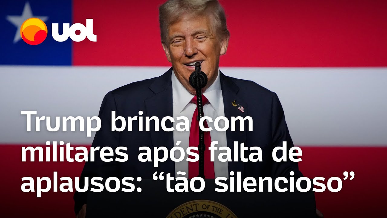 Trump brinca com militares após falta de aplausos Nunca entrei em um lugar tão silencioso