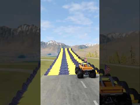 🚗💥 Big vs Small Cars & Speed Bumps #36 - BeamNGdrive - BeamngMars-tk #shorts