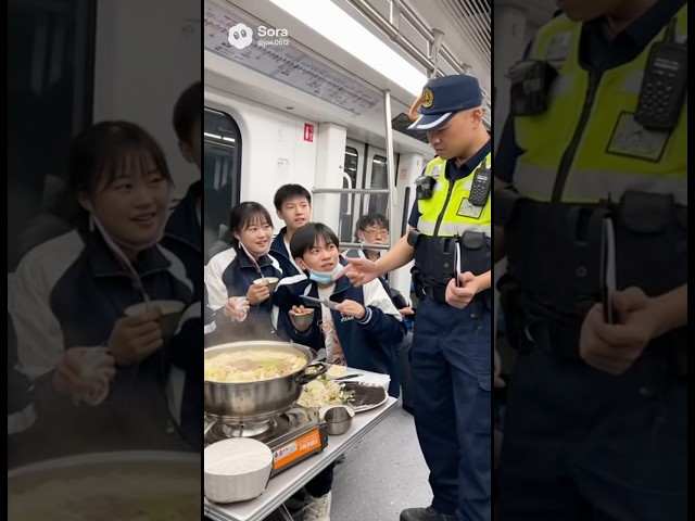 同學，捷運車廂內不可以煮火鍋！再這樣我要開罰單了！ - Joe