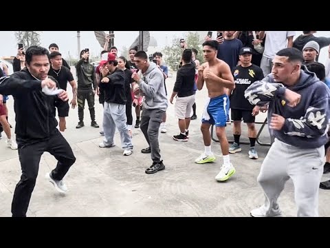 Manny Pacquiao & Teofimo Lopez SPEED CONTEST; Who has FASTER HANDS as they TRAIN TOGETHER?