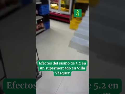 Así quedó un supermercado en Villa Vásquez tras el temblor de tierra que se  registró este viernes.