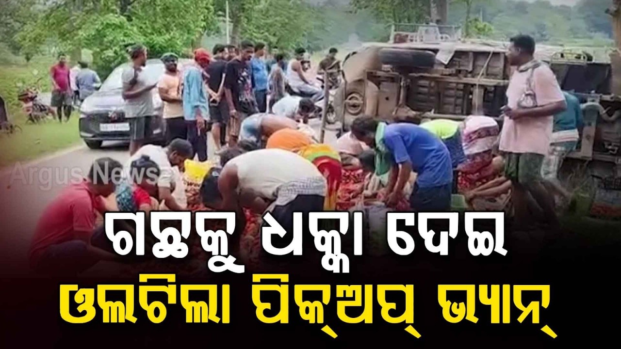 Narrow Escape for Driver as Vegetable Pickup Van Overturns in Mayurbhanj's Jodam Ghati | Argus News