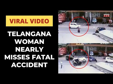 Viral: Telangana woman nearly misses fatal accident