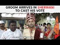 Maharashtra Elections: Groom Arrives In Sherwani At Maharashtra Polling Station To Cast His Vote