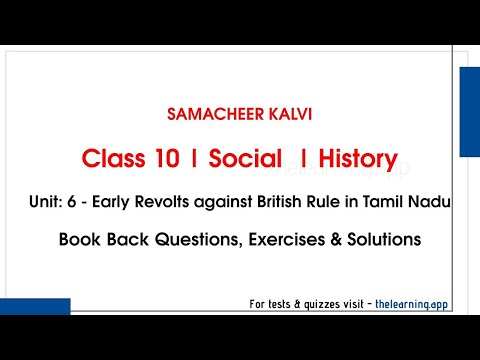 Early Revolts against British Rule in Tamil Nadu | Unit 6 | Class 10 | Social | History | Samacheer