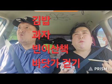 복부인 김밥 과자 먹방 mukbang# 빈이산책# <strong>바닷가</strong> 걷기