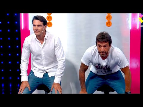 Hernán Drago y Gustavo Conti compitieron en el juego de las sentadillas y hubo un firme ganador