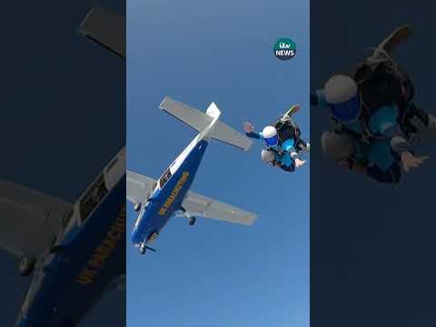 Oldest woman ever to skydive on 102nd birthday #itvnews
