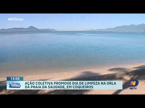 Orla da Praia da Saudade recebe limpeza coletiva em Ação Mar Saudável