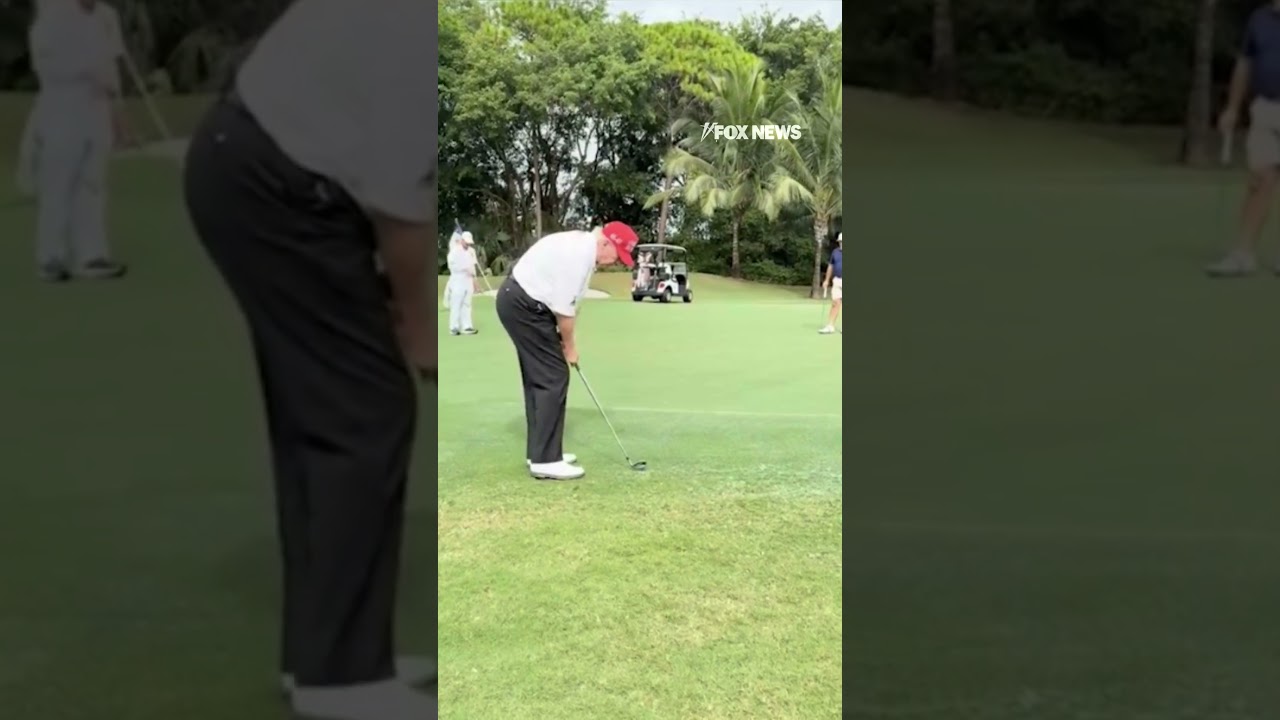 WATCH: Trump sinks a chip shot while golfing with sports legends #foxnews #news #us #fox