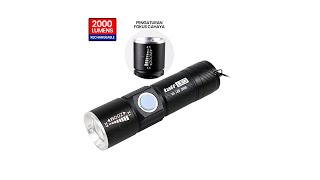 Pratinjau video produk TaffLED Senter LED Mini Zoom Flashlight USB Rechargeable Q5 2000 Lumen