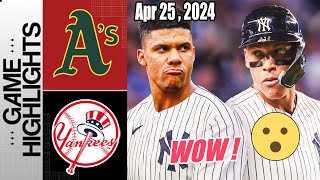 NY Yankees vs Athletics [Highlights] April 25, 2024 | What a play ! Judge & Soto Smash !