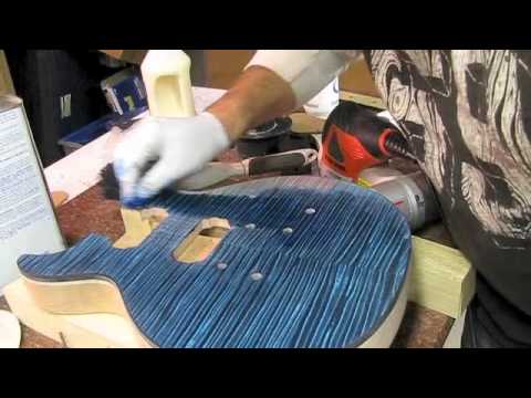 How to blue burst a Les Paul DC Project Guitar Top Luthier Building Bursting poor mans prs transtint