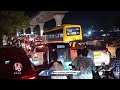 Huge Number Of Vehicles Stopped On Road Due To Heavy Traffic Jam | Hyderabad Rains |  V6 News  - 03:32 min - News - Video