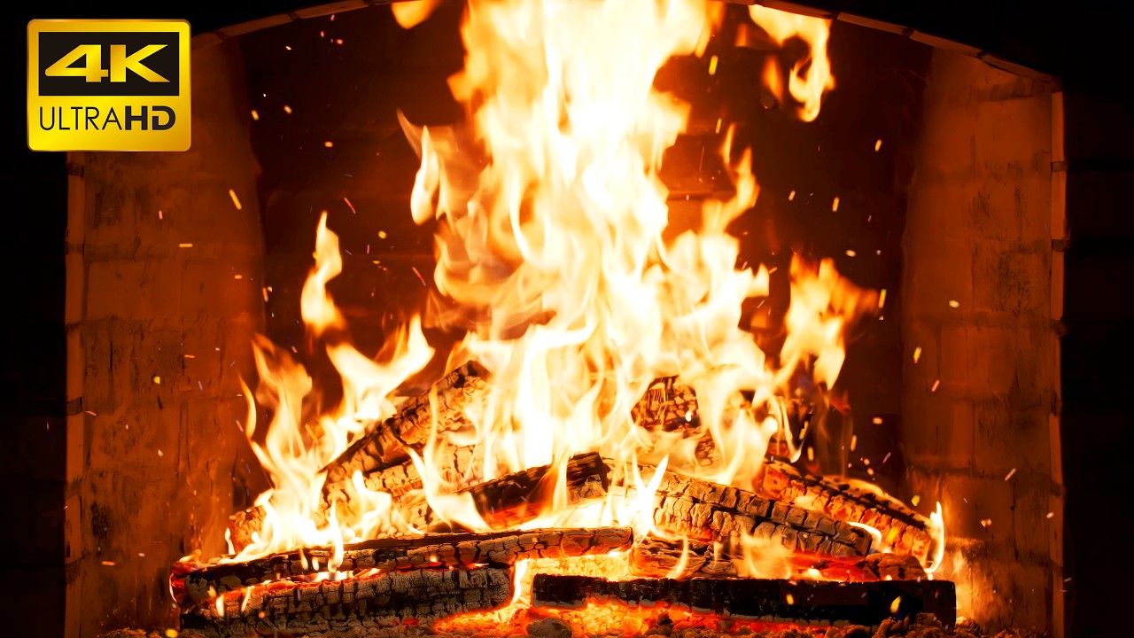 🔥 Relaxing Fireplace Ambience with Soft Wood Crackles and Warm Embers for Concentration Ultra HD 4K