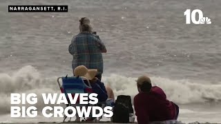 Big waves draw big crowds to Rhode Island coastline