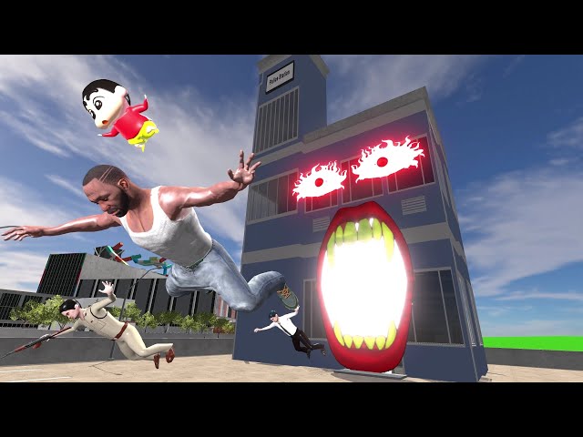 Franklin Vs Gaint Evil Police Station in Indian Bike Driving 3d: