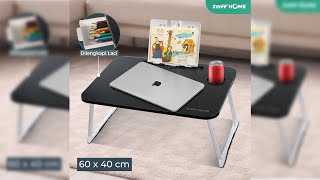 Pratinjau video produk TaffHOME Meja Lipat Laptop Foldable Bed Table with Drawer Cup Holder 60x40cm - BO-67