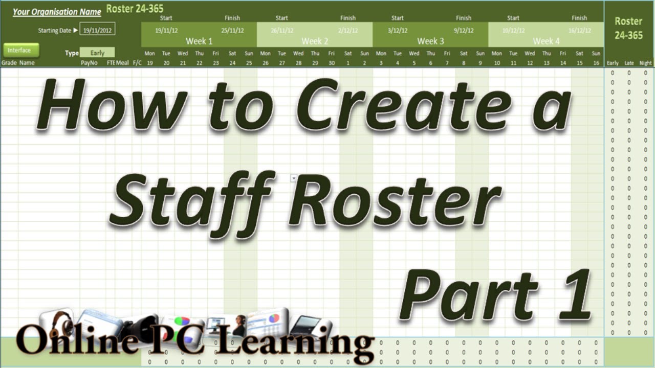 Roster How To Create A Roster Template Part 1 Roster Tutorial YouTube