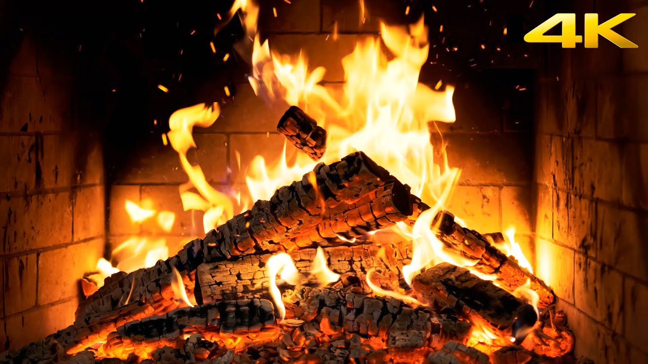 🔥 FIREPLACE (NO MUSIC) with Dancing Firelight and Whispering Logs for Relaxing Christmas Ambience