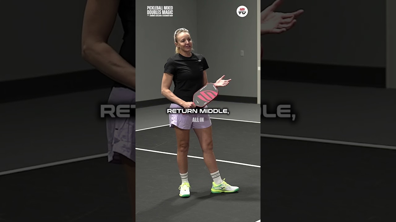 Pickleball coaches Susannah Barr and Dominic Catalano teach you the return of serve 🥵 #pickleball