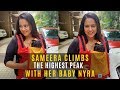 Viral: Sameera Reddy scales Karnataka's highest peak with two-month daughter