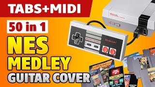 NES Medley - Music from 50 Nintendo Video Games on Acoustic Guitar (Tabs And Midi)