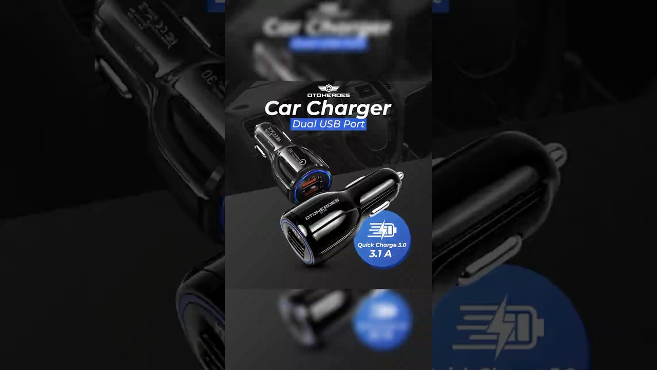 Pratinjau video produk OTOHEROES Car Charger Mobil Fast Charging QC 3.0 Dual USB 3.1A 30W - DC-681