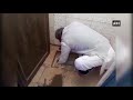 Watch: BJP MP Janardan Mishra cleans toilet during school visit