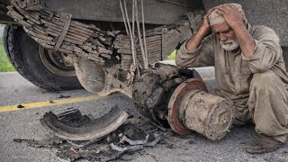 Impossible Repair! Brake Drum Explosion Due to Overload — Fixed in Traffic