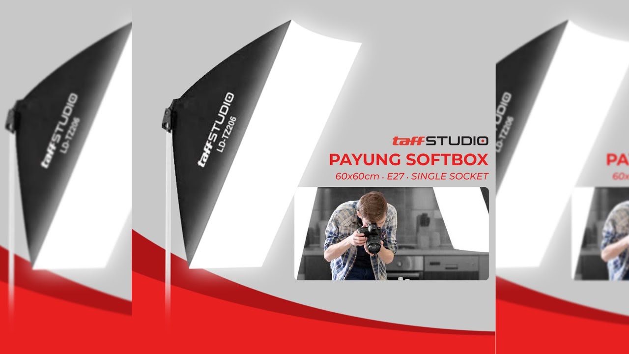 Pratinjau video produk TaffSTUDIO Payung Softbox Reflektor 60x60cm E27 Single Socket - LD-TZ206