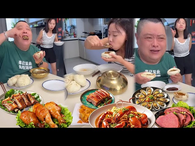 小氣老公居然連一個包子都不肯放過，看我成功吃掉他5個，他對著包子皮痛哭【胖嫂美食】