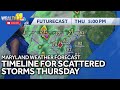 Scattered thunderstorms, rain after 5pm on Thursday in Maryland