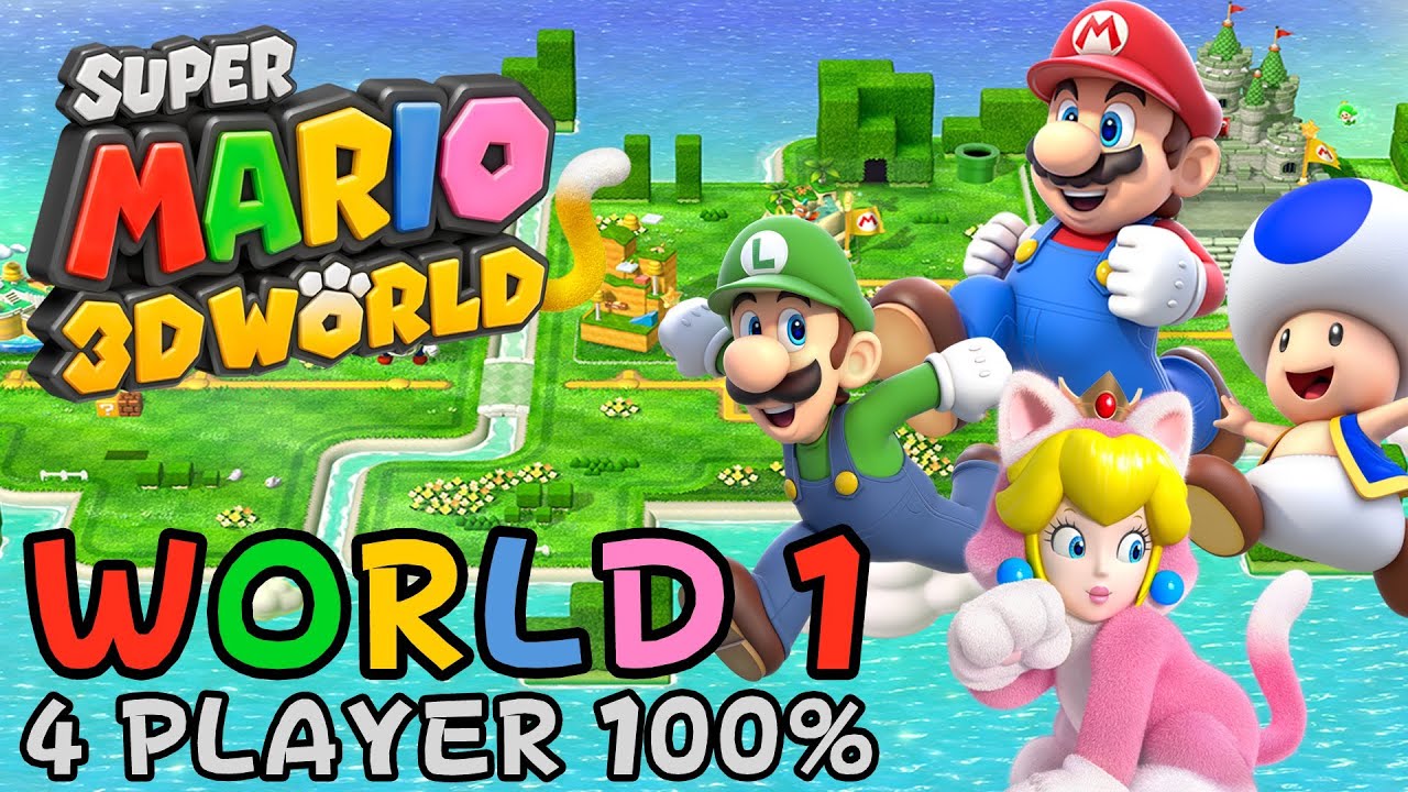 super-mario-3d-world-world-1-4-player-100-walkthrough-youtube