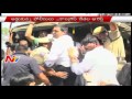 Telangana Congress men agitating outside UoH held