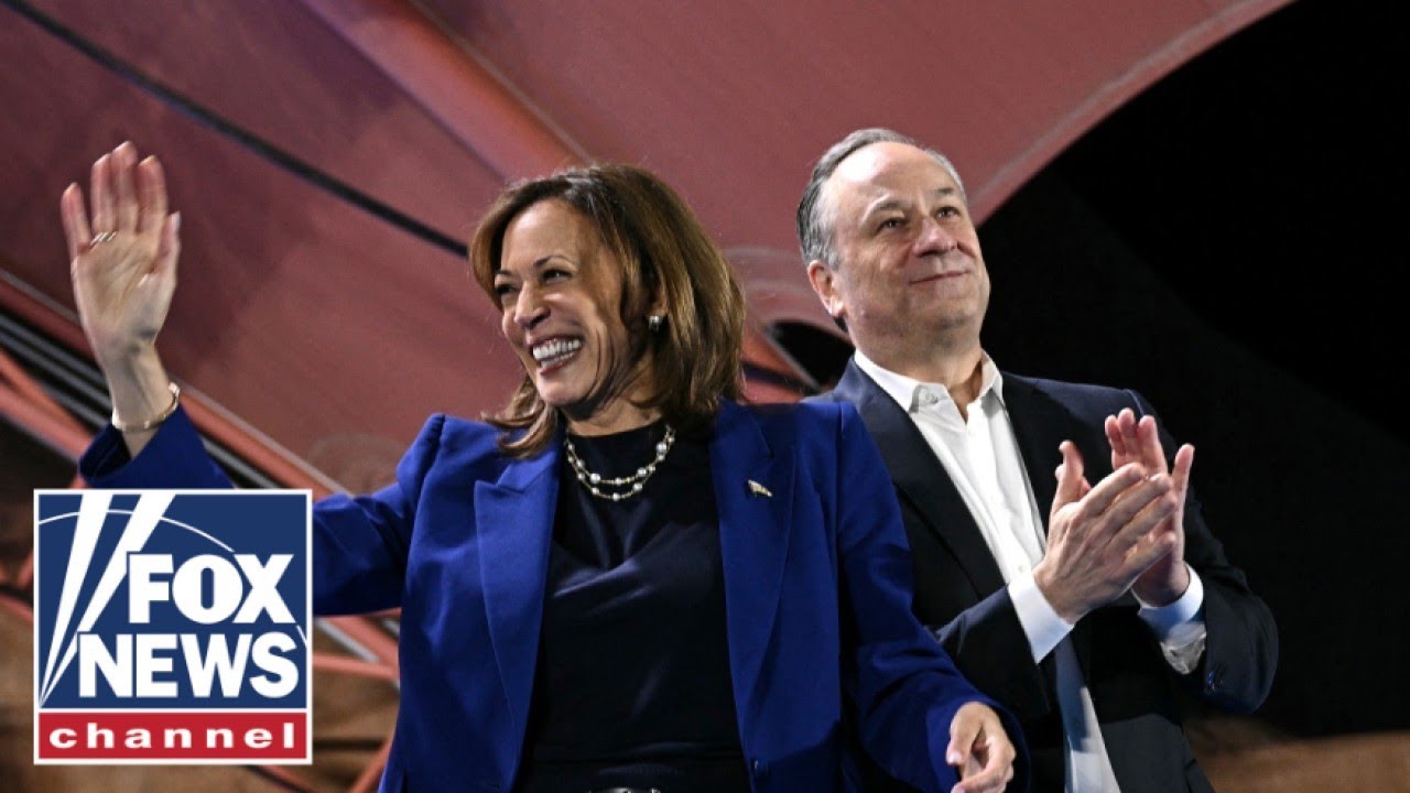 Kamala Harris and the second gentleman deliver remarks at a campaign event in Philadelphia