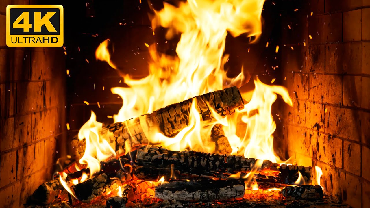 🔥 Cozy Fireplace Sounds with Real Wood Fire with Authentic Crackles for Serene Winter Holidays