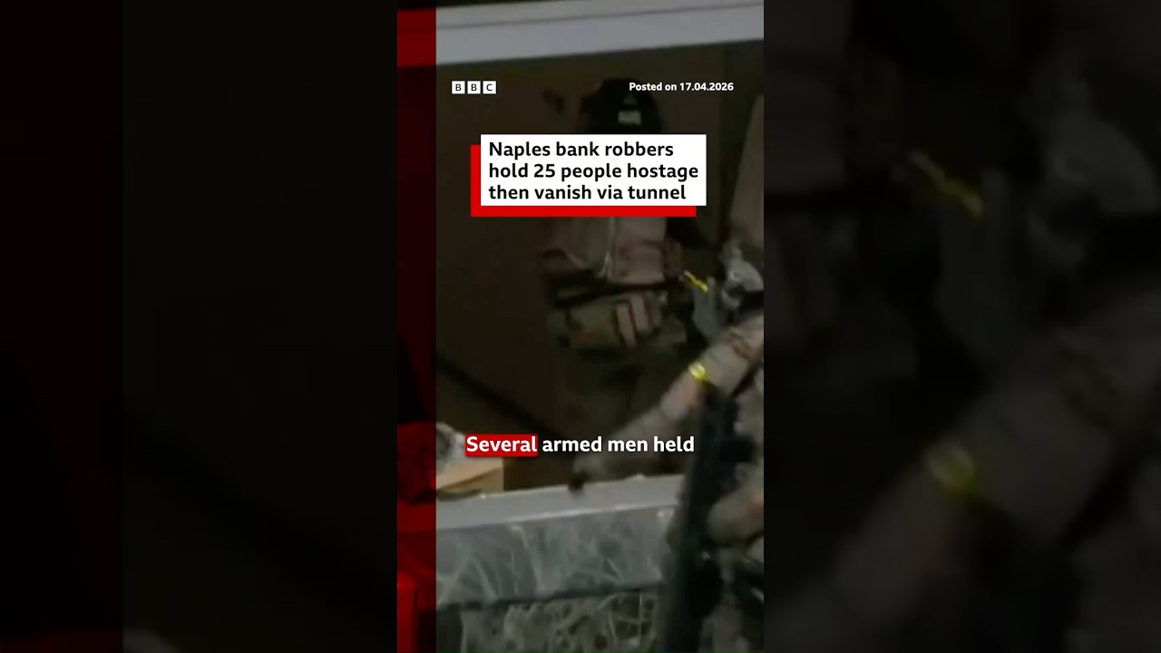 Naples bank robbers hold 25 people hostage then vanish via tunnel. Naples Robbery BBCNews