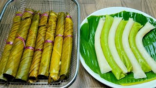 Cách làm BÁNH CÚNG LÁ DỨA nước cốt dừa béo ngon và cách cuốn lá chuối tròn đẹp - @TÚLÊMIỀNTÂY