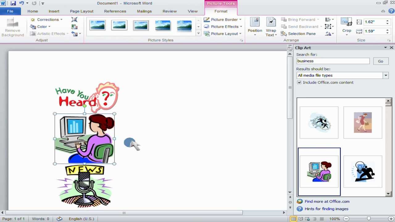 finding clipart in word 2010 - photo #4