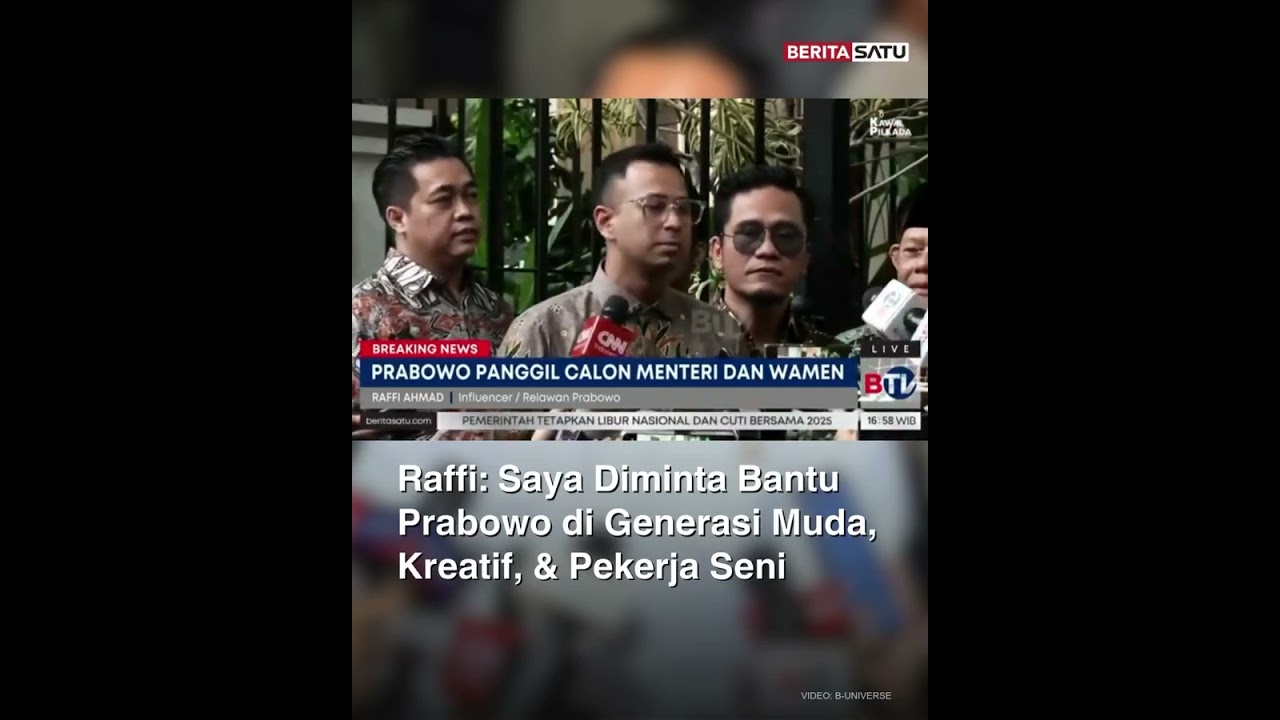 Raffi: Saya Diminuta Bantu Prabowo di Generasi Muda, Kreatif, & Pekerja Seni #raffi #beritasatu