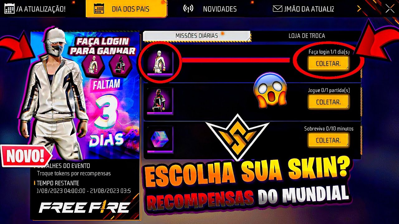 URGENTE EVENTO ESCOLHA A SUA SKIN RECOMPENSAS GRÁTIS EMOTE DA