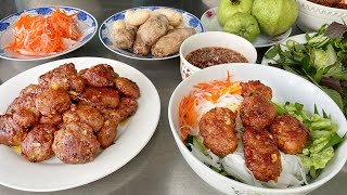 Thịt Viên Chiên Sốt Bơ Tỏi Ăn Với Bún Rau Sống | THUÝ NHÂN TRÀ VINH # 299
