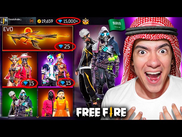 VIAJE a ARABIA SAUDITA y CREE UNA CUENTA de FREE FIRE y MIRA LO QUE TIENE !! - TheDonato