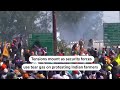 India: security fire tear gas on protesting farmers | REUTERS  - 01:05 min - News - Video