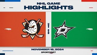 NHL Highlights | Ducks vs. Stars - November 18, 2024