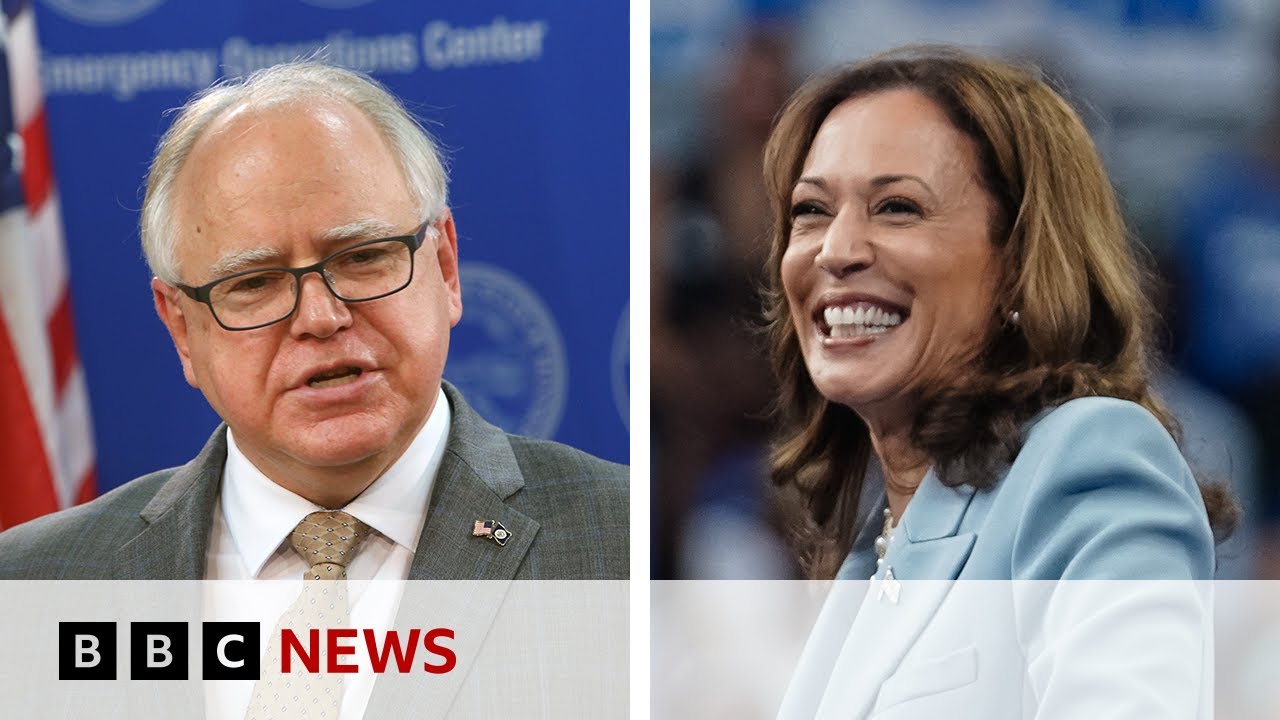 Kamala Harris picks Minnesota Governor Tim Walz as running mate for US election | BBC News