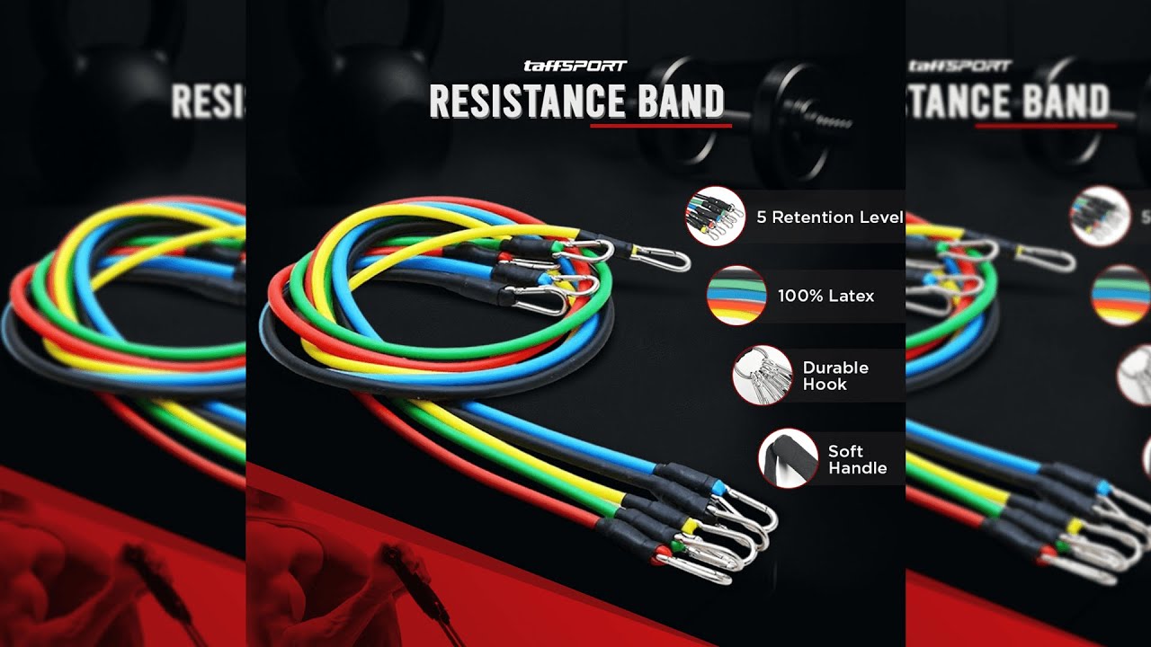 Pratinjau video produk TaffSPORT Set Tali Stretching Resistance Band 11 PCS/Set - YR2-11